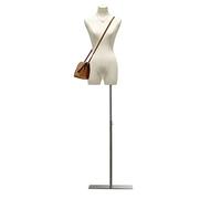 QJSZMEI Maniquí Busto de Señoras, Ajustable Altura Maniqui Costura Mujer con Base de Metal Rectángulo, Maniquí Torso Femenino para Exhibición de Escaparate (Color : White, Tamaño : C)