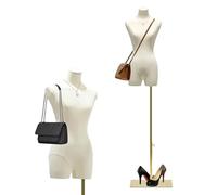 QJSZMEI Maniquí Busto de Señoras, Ajustable Altura Maniqui Costura Mujer con Base de Metal Rectángulo, Maniquí Torso Femenino para Exhibición de Escaparate (Color : White, Tamaño : A)