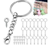 qjuwhua 40 Piezas Anillas Llaveros con Cadena 25mm Metalicas Chaveiro Kit Argollas Llavero Porta Chaves para Hacer Cadena Llavero Bisuteria Artesanías Chaveiro Manualidades DIY Organiza Plateado