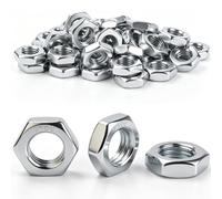qjuwhua 50 tuercas planas M12, tuerca hexagonal, forma baja, color plateado | Semituercas planas 8.8 galvanizadas hexagonales para tornillos, arandelas, barras roscadas, madera, maquinaria