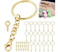 qjuwhua Anillas Llaveros con Cadena 25mm Metalicas Chaveiro Kit 40 Piezas Argollas Llavero Porta Chaves para Hacer Cadena Llavero Bisuteria Artesanías Chaveiro Manualidades DIY Organiza Dorado