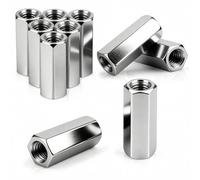 qjuwhua Tuerca larga M10 x 40 mm tuercas de conexión, 20 unidades, casquillos roscados, acero galvanizado, manguitos roscados, manguitos espaciadores, tuercas de extensión para electrodomésticos de