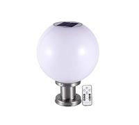 QJUZO LED Farolas Solares Exterior, Ronda Farol de Exterior para Jardín, Impermeable Luz Caminos, Regulable, 3 Temperaturas de Color, Cronometraje, con Control Remoto, Acero Inoxidable,D20*h25cm