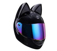 QJWMatic Casco de Moto con Orejas de Gato Cascos integrales con Viseras Cascos de Motocross Homologados ECE para Adultos Hombres Mujeres Cuatro Estaciones K,XL60-62CM