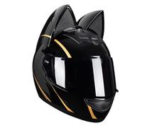 QJWMatic Casco de Moto con Orejas de Gato Cascos integrales con Viseras Cascos de Motocross Homologados ECE para Adultos Hombres Mujeres Cuatro Estaciones H,M54-56CM