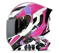 QJWMatic Casco De Motocicleta Modular Integral con Bluetooth Integrado Y Visera Doble, Homologado ECE para Hombres Y Mujeres A,M55-56CM