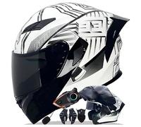 QJWMatic Casco De Motocicleta Modular Integral con Bluetooth Integrado Y Visera Doble, Homologado ECE para Hombres Y Mujeres D,M55-56CM
