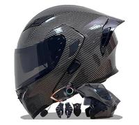 QJWMatic Casco De Motocicleta Modular Integral con Bluetooth Integrado Y Visera Doble, Homologado ECE para Hombres Y Mujeres E,M55-56CM