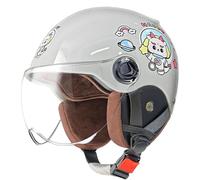 QJWMatic Casco de Motocicleta para niños, Medio Casco con Visera Solar, Casco de ciclomotor para niños y niñas, Casco Jet homologado ECE para niños de 4 a 12 años B,53-58CM