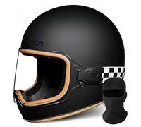 QJWMatic Casco Integral de Moto Vintage, Homologado ECE, Moto Scooter, Casco de Moto Touring Clásico Retro Cascos Integrales para Scooter Hombres y Mujeres A,M55-56CM
