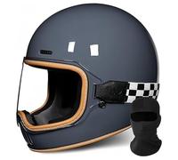 QJWMatic Casco Integral de Moto Vintage, Homologado ECE, Moto Scooter, Casco de Moto Touring Clásico Retro Cascos Integrales para Scooter Hombres y Mujeres B,M55-56CM