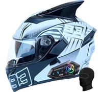 QJWMatic Casco Modular De Motocicleta con Bluetooth, Abatible, Integral, con Doble Visera Antivaho para Adultos, Hombres Y Mujeres, Homologado ECE para Ciclomotor De Calle E,XXL63-64CM