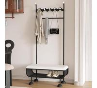 QJWMatic Perchero 3 en 1 de Entrada, Organizador de Pasillo de Metal Independiente con Ganchos, Elegante Banco Zapatero para el recibidor o la Entrada A,60CM