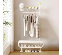 QJWMatic Perchero 3 en 1 de Entrada, Organizador de Pasillo de Metal Independiente con Ganchos, Elegante Banco Zapatero para el recibidor o la Entrada B,60CM