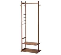 QJWMatic Perchero 3 En 1 De Madera Maciza Y Bambú con Ganchos. Perchero Independiente con Zapatero para Colgar Y Exhibir Ropa 160cm