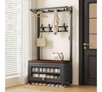 QJWMatic Perchero con Banco, Perchero Independiente, Organizador para Entrada, Pasillo, Dormitorio, Sala De Estar B,100cm