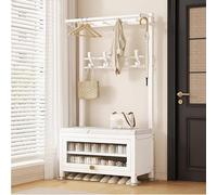 QJWMatic Perchero con Banco, Perchero Independiente, Organizador para Entrada, Pasillo, Dormitorio, Sala De Estar A,100cm