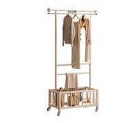 QJWMatic Perchero De Madera Maciza, Moderno Organizador De Ropa Independiente con Estantes De Almacenamiento, Perchero para Colgar Ropa En El Dormitorio Y La Sala De Estar B,60CM