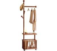 QJWMatic Perchero móvil de Madera genérico con Cesta de Almacenamiento. Perchero Independiente para Dormitorio o vestidor A,185CM