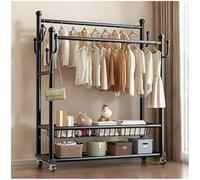 QJWMatic Perchero Portátil con Ruedas Perchero Metálico Moderno Independiente con Ruedas con Estantes De Malla para Dormitoriotienda De Ropa B,150CM