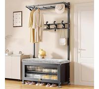 QJWMatic Recibidor Perchero 4 En 1 Independiente Perchero De Entrada con Zapatero Y Perchero para Entrada Dormitorio Pasillo Oficina A,80CM