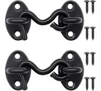 QJZXUEZHEN 2 cierres de puerta de granero de 5 cm, gancho de cabina, puerta de puerta, gancho giratorio para puerta de ventana con tornillos de montaje (negro)