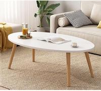 QKBMFK Mesa De Centro Pequeña De Madera Blanca Ovalada para Sala De Estar, Mesa De Té Moderna De Mediados De Siglo, Mesa De Centro para Dormitorio, Muebles Minimalistas White 1,100x50x42cm