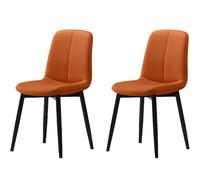 QKBMFK Silla De Comedor De Piel Sintética, Moderna De Mediados De Siglo, Tapizada, con Patas De Metal Resistentes, Ideal para La Sala De Estar De Un Restaurante. Orange,Set 2