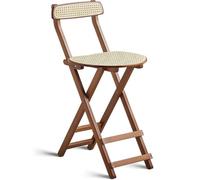 QKBMFK Silla Plegable De Bambú con Respaldo, Sillas De Comedor De Ratán, Silla Alta Plegable, Capacidad De 220 Libras, Taburete De Bar Portátil Que Ahorra Espacio, para Muebles De Cocina L
