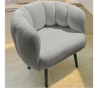 QKBMFK Sillón Sherpa con Respaldo En Forma De C, Esponja De Alta Resiliencia, Sillón Individual, Tocador, Taburete, Silla De Lectura para Balcón Y Sala De Estar. Light Gray