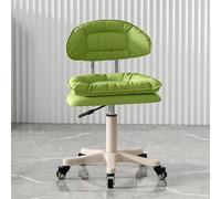 QKBMFK Taburete con Ruedas, Taburete De Salón De Piel Sintética, Altura Ajustable, Silla Giratoria con Respaldo Bajo, Taburete De Trabajo para SPA, Salón De Masajes, Hogar Green,16x18x22