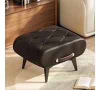 QKBMFK Taburete Pequeño De Piel Sintética con Asa, Moderno Y Portátil, Ideal como Banco Zapatero O Reposapiés En La Entrada. Tapizado Y Elegante para Salón, Dormitorio Black