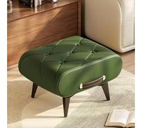 QKBMFK Taburete Pequeño De Piel Sintética con Asa, Moderno Y Portátil, Ideal como Banco Zapatero O Reposapiés En La Entrada. Tapizado Y Elegante para Salón, Dormitorio Green