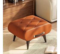 QKBMFK Taburete Pequeño De Piel Sintética con Asa, Moderno Y Portátil, Ideal como Banco Zapatero O Reposapiés En La Entrada. Tapizado Y Elegante para Salón, Dormitorio Brown