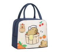 Qkbuza Aislada con Diseño de Capibara | Impermeable Aislante | Mango Ergonómico Unisex Para Viajes Senderismo Picnic Escuela Trabajo Y Actividades Al Aire Libre
