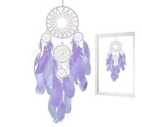 Qkbuza Atrapasueños para niñas, decoración de pared atrapasueños | Decoración de la pared del hogar | Atrapasueños de plumas de cinco anillos de la suerte, decoración para colgar en la pared para la
