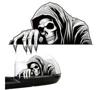 Qkbuza Calcomanía Para Espejo Retrovisor - Pegatinas De Cabeza De Muerte Para Vehículo,Accesorio Decorativo Exterior Automotriz Desmontable Para Refrigeradores Y Computadoras Portátiles