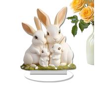 Qkbuza Centro de mesa de conejo para mesas, centros de mesa de conejo de Pascua para mesas - signo de escritorio acrílico 2d decoración de Pascua | 18 cm / 7 pulgadas decoración decoración