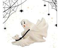 Qkbuza Decoración De Fantasmas De Halloween | Figura Fantasma Paseando Perro Decoración De Mesa,Estatuas Hogar Suministros Fiesta Halloween para Sala Estantería