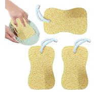 Qkbuza Esponjas de cocina - Esponja de limpieza antiarañazos | Estropajo para lavar platos, 3 piezas de pulpa de madera de algodón para eliminar la suciedad, encimeras de lavado de coches, baño, hogar