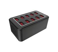 Qkbuza Hub de Carga USB - 10 Puertos 50W Tiras con Cable De 1.5 Metros,Estación De Carga De Sobremesa | para Hogar Mesita de Noche Cabecera Lugar de Trabajo Viaje Residencia Estudiantil Familia
