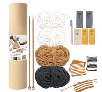 Qkbuza Kit De Punto Para Principiante Adulto Completo Con Agujas De Tejer, Bufanda De Lana Para Tejer Suministros De Kit De Posavasos Para Principiante Con Agujas De Punto