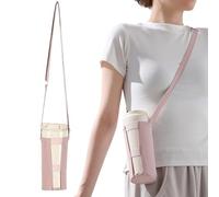 Qkbuza Portabotellas de agua, bolsa de transporte para botellas de agua con correa, cordón de almacenamiento ligero para deportes, niños, caminar, camping, senderismo, correr, Pink, Refer to