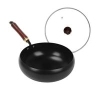 Qkbuza Sartenes De Hierro Para Cocinar | Sartén Antiadherente de Cocina con Tapa,Cacerola de Fondo Alto Sin Recubrimiento para Freír y Saltear Pollo Pescado Carne Huevos Gambas Cocina Interior Camping