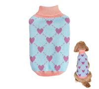 Qkbuza Suéter pequeño para perro, suéter cálido para perro, suéter de punto de cuello alto, cachorro de corazón, abrigo de invierno, abrigo de gato, abrigo de clima frío