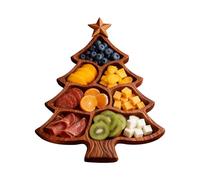 Qkbuza Tabla De Embutidos Árbol De Navidad | Dividida De Madera Rústica - Bandejas De Árbol Navideño para Tabla De Embutidos,para Suministros De Fiesta Queso Aperitivo Fruta Carne Frutos Secos