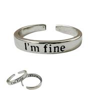 QKCQQTS Anillo abierto sencillo para hombre y mujer, con mensaje secreto Estoy bien/Sálvame. Anillo Fidget Spinner para aliviar la ansiedad. (Silver)