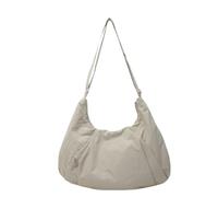 QKCQQTS Bolso bandolera grande tipo croissant con correa ajustable, bolso de hombro informal, versátil, de gran capacidad y color liso (Off-White)