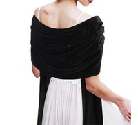 QKCQQTS Bufandas de terciopelo para mujer, chales formales de noche, envolturas para vestidos de noche, envolturas de chal para boda (black,one_size)