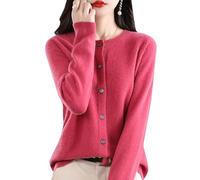 QKCQQTS Cárdigan para Mujer, cárdigan de Punto con Cuello Redondo y Botones, suéter Liso, Jersey de Punto con bajo (Shape-c,L)